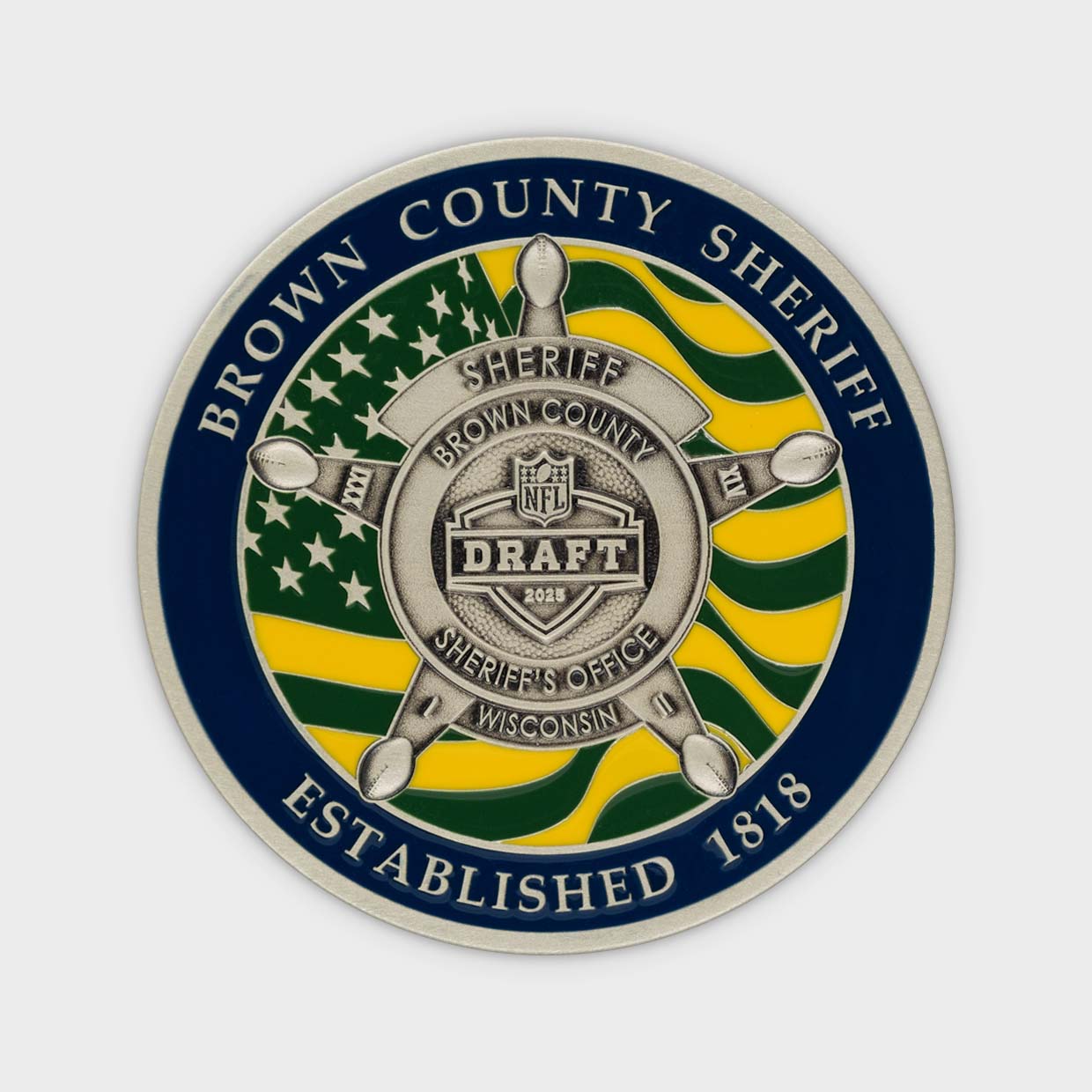 Brown County Sheriff's Office 2025 NFL Draft Coin Obverse